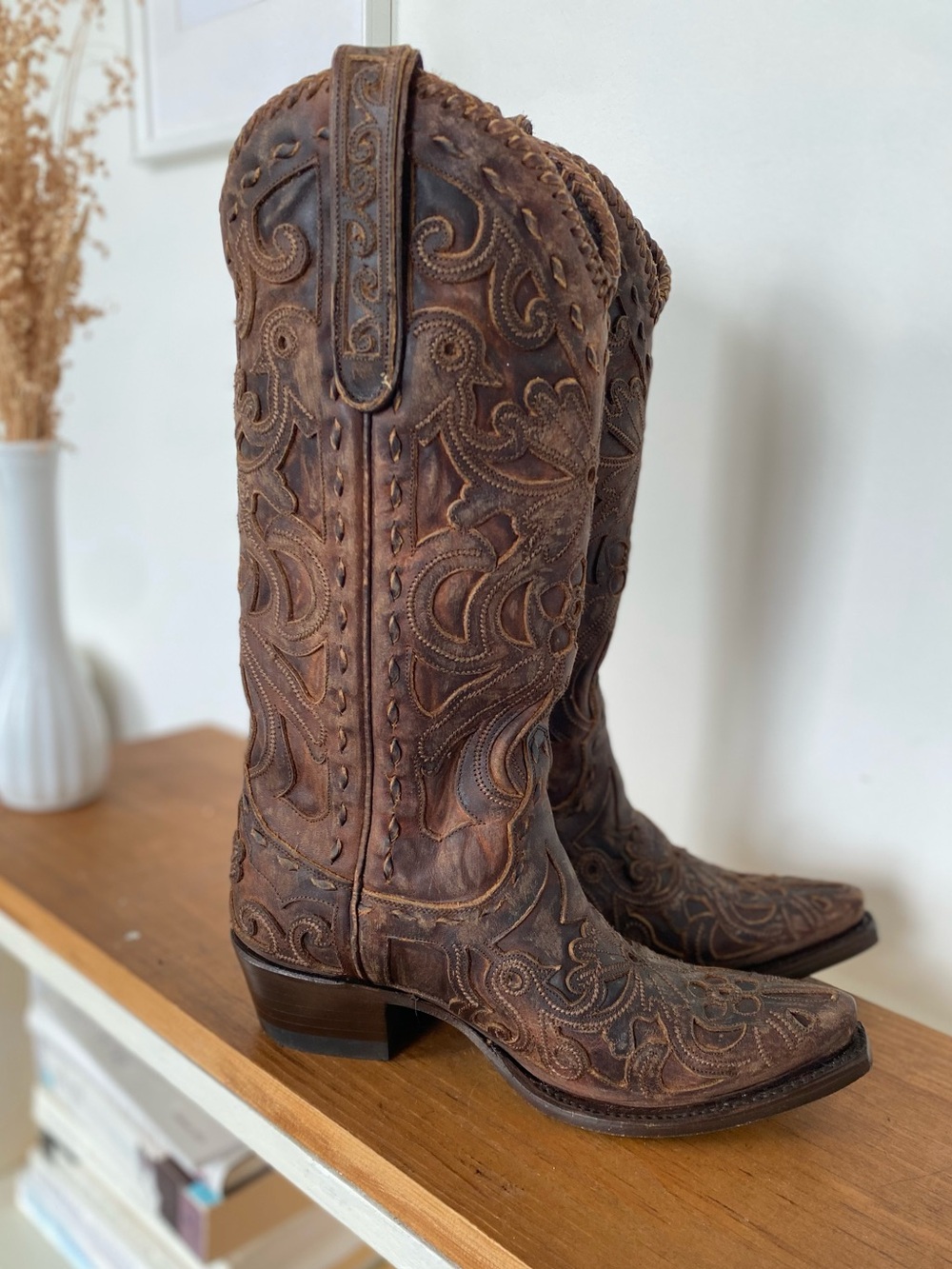 Lane Robin Inlay square toe cowboy boots
